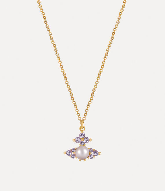 Vivienne Westwood Yellow Gold Tone and Purple Feodora Necklace