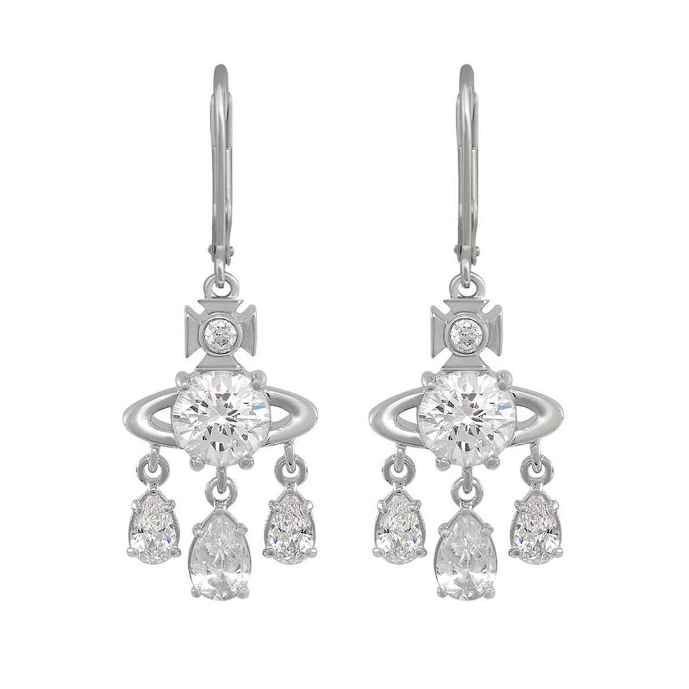 Vivienne Westwood Joaquina Silver Cubic Zirconia Drop Earrings