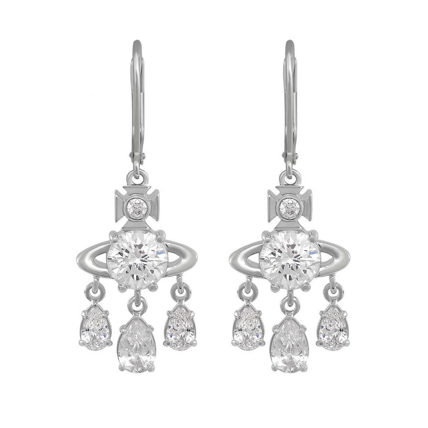 Vivienne Westwood Joaquina Silver Cubic Zirconia Drop Earrings