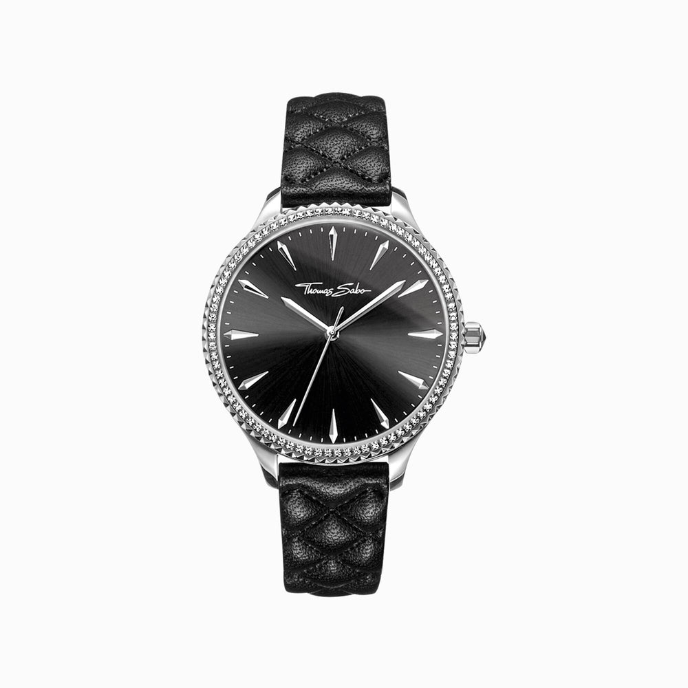 THOMAS SABO Rebel At Heart Leather Black Pyramid Watch