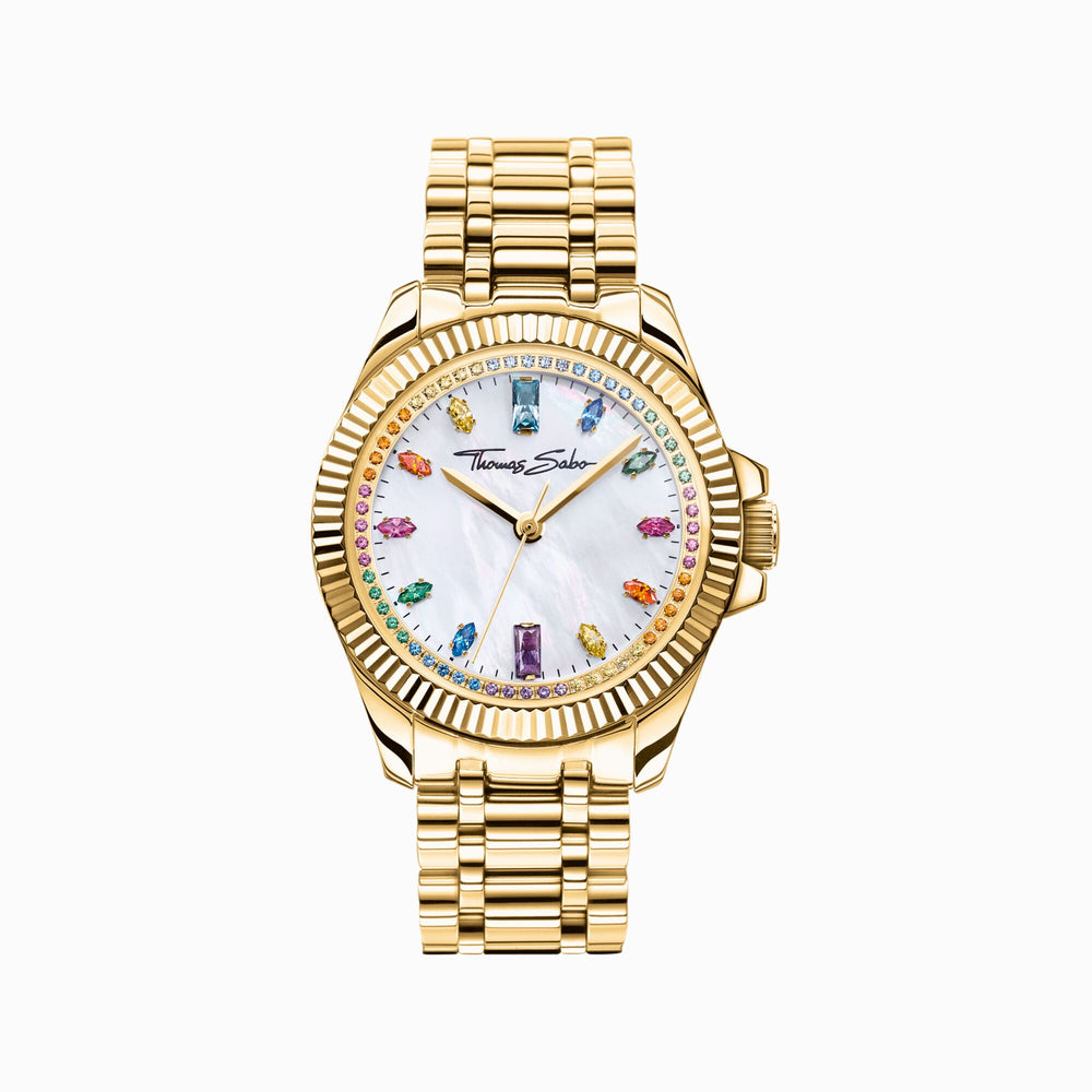 Thomas Sabo Divine Rainbow Coloured Stones Yellow Gold-coloured Watch