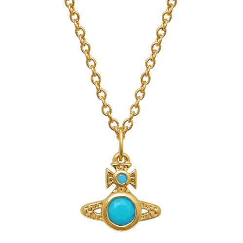 Vivienne Westwood Gold Tone and Turquoise London Orb Necklace