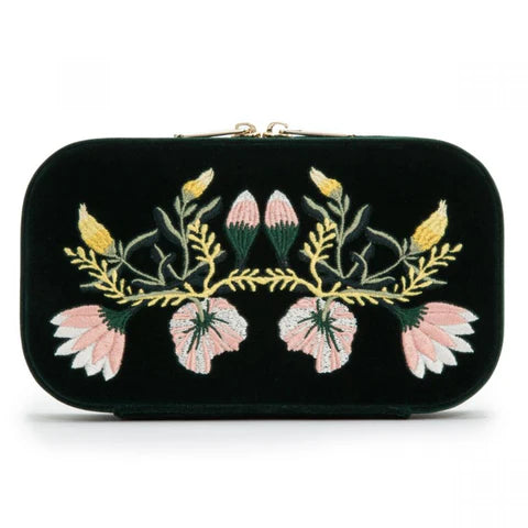 WOLF Zoe Forest Green Travel Zip Jewellery  Case