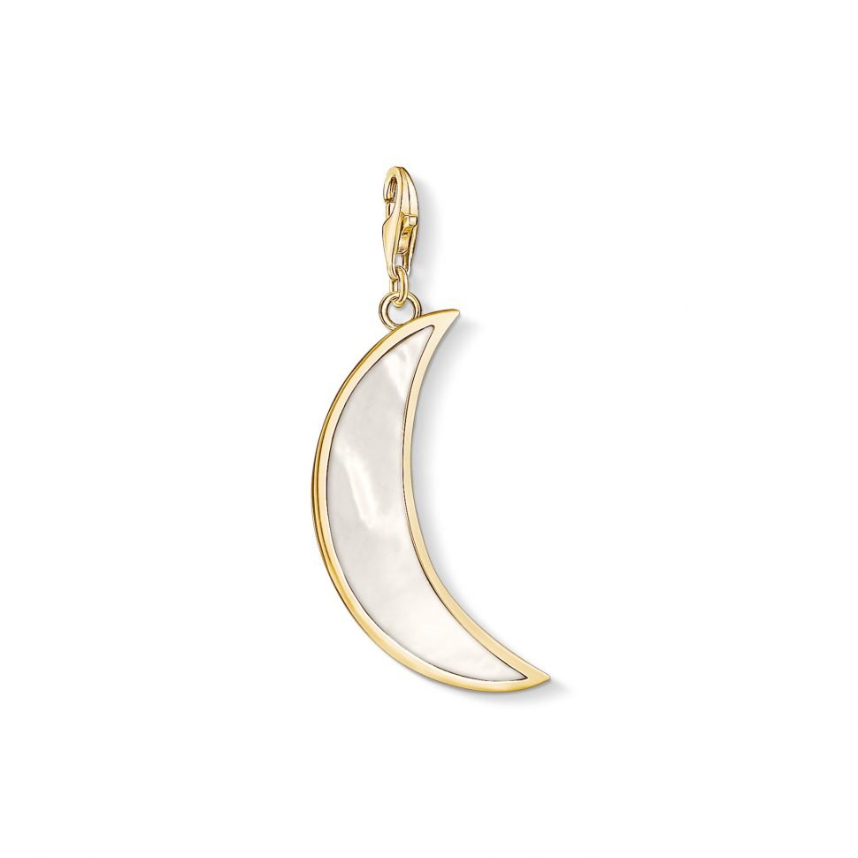 Thomas Sabo Pearl Yellow Gold Crescent Moon Pendant Charm