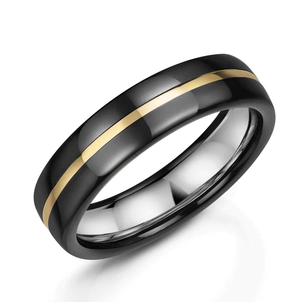 Zedd Zirconium & 9ct Yellow Gold- Silver Inlay