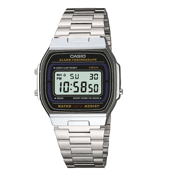 Casio Vintage Classic Silver Stainless Steel Digital Watch A164WA 1VES