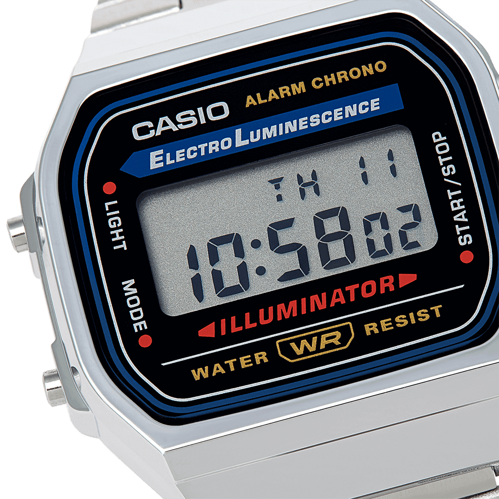 
                      
                        Casio Vintage Retro Silver Stainless Steel Digital Watch A168WA-1YES
                      
                    