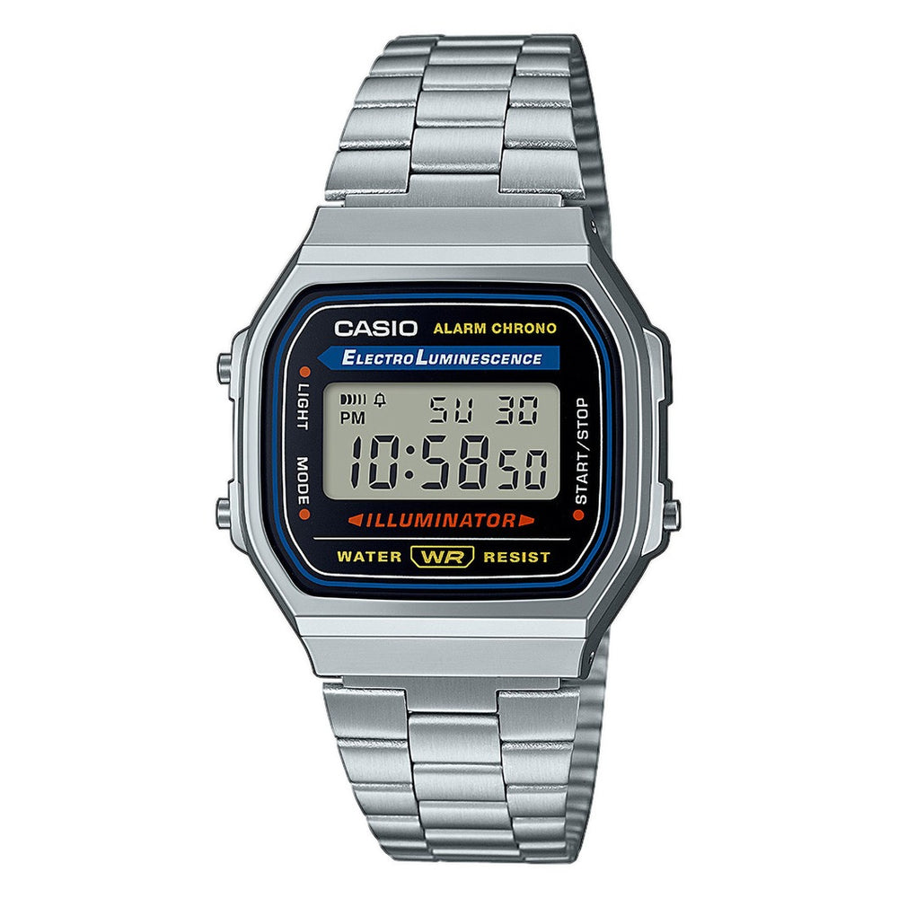 Casio Vintage Retro Silver Stainless Steel Digital Watch A168WA-1YES