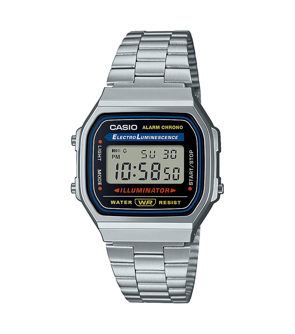 Casio Vintage Retro Silver Stainless Steel Digital Watch A168WA-1YES