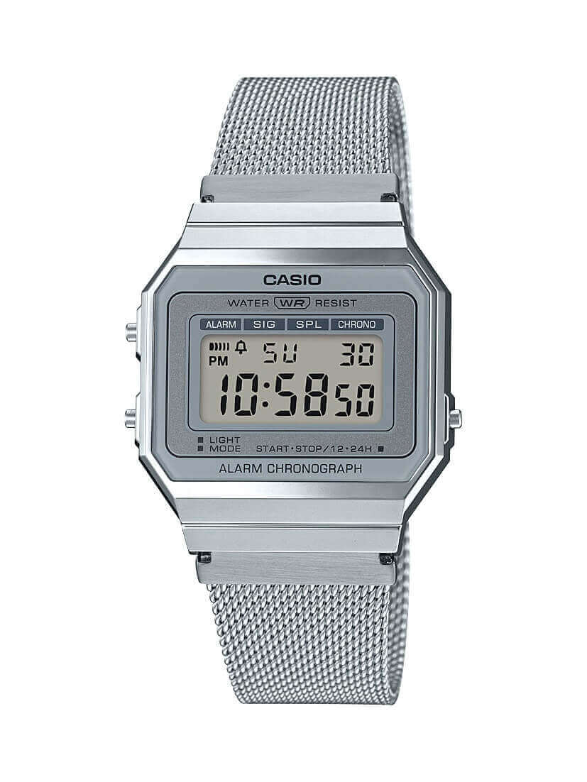 Casio Vintage Retro Silver Stainless Steel Mesh Strap Digital Watch A700WEM-7AEF