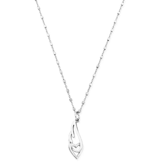 ChloBo Delicate Cube Chain Interlocking Heart & Angel Wing Necklace