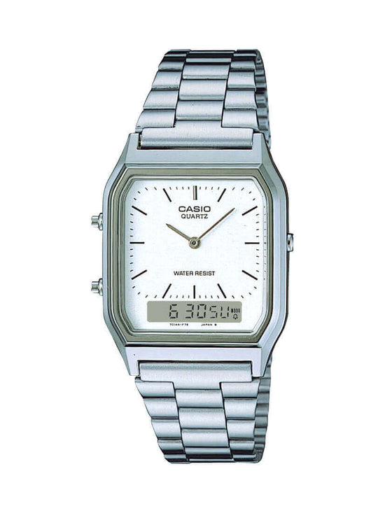 Casio Vintage Silver/White Stainless Steel Watch AQ-230A-7DMQYES