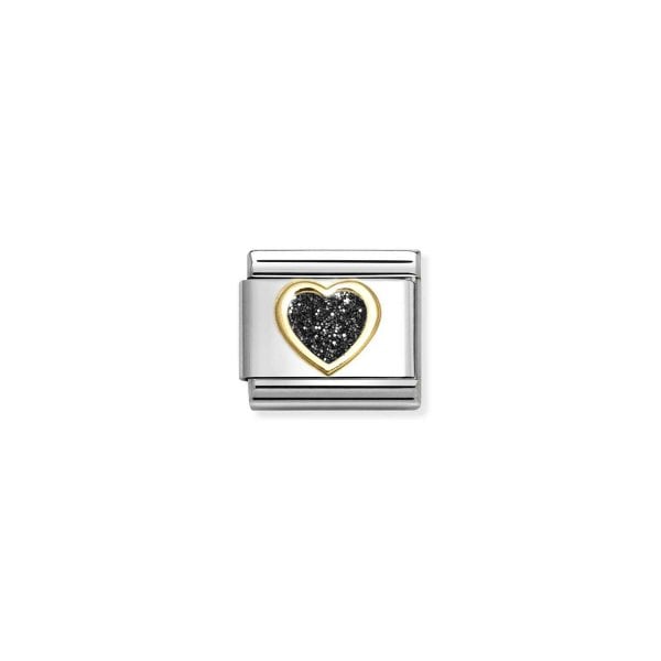 Nomination Classic Link Heart with Black Glitter