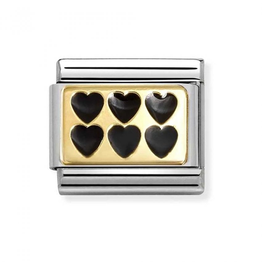 Nomination CLASSIC Gold Black Hearts Charm