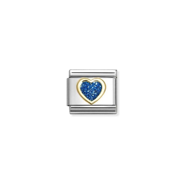 Nomination Classic Link Heart with Blue Glitter