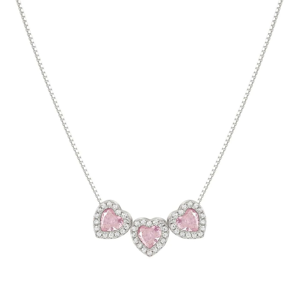 Nomination 'All my love' Light Pink CZ Three Heart Necklace