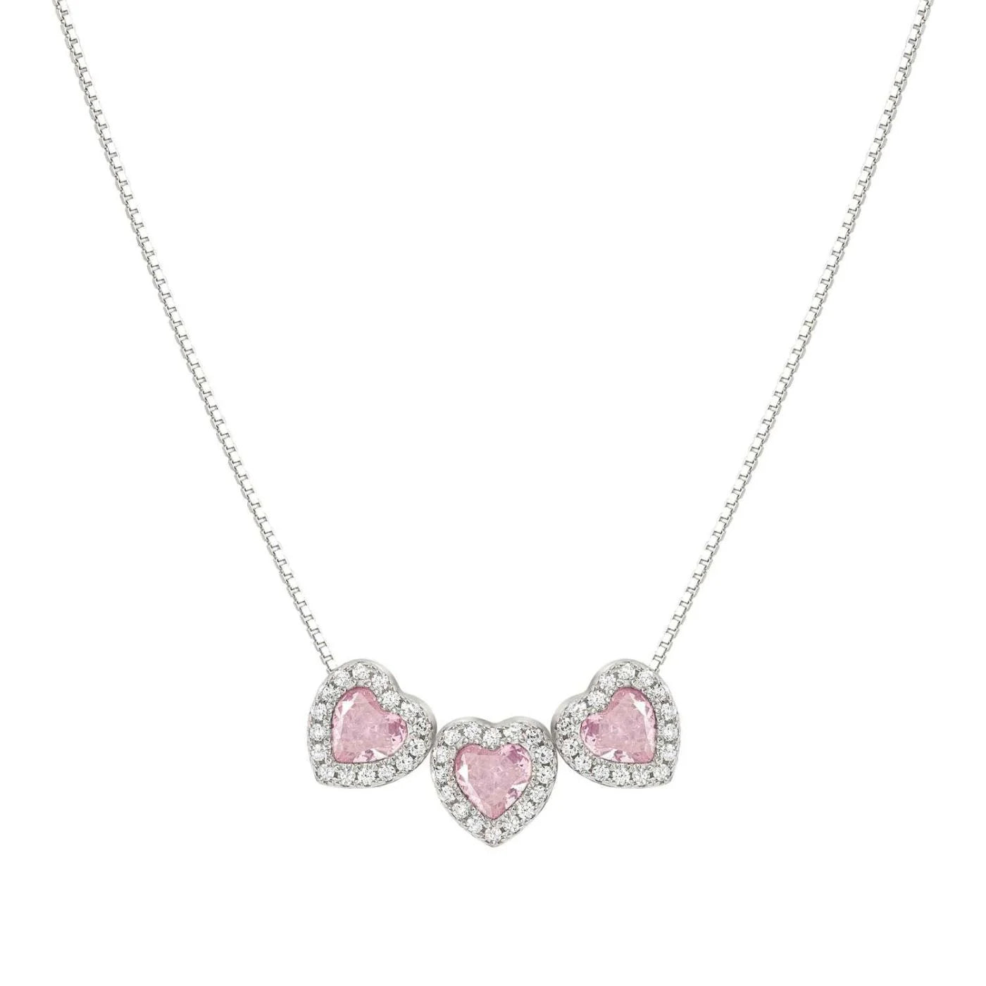 Nomination 'All my love' Light Pink CZ Three Heart Necklace