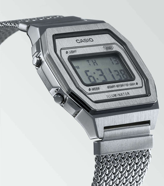 Casio Vintage A1000 Series Silver Stainless Steel Digital Watch A1000MA-7EF