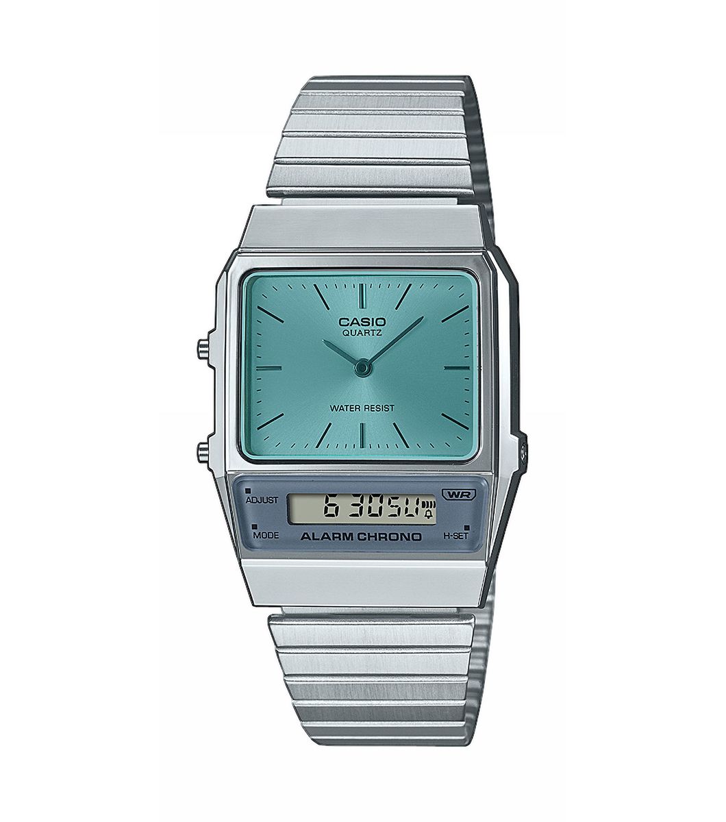 Casio Vintage Stainless Steel and Light Blue Watch AQ-800EC-2AEF