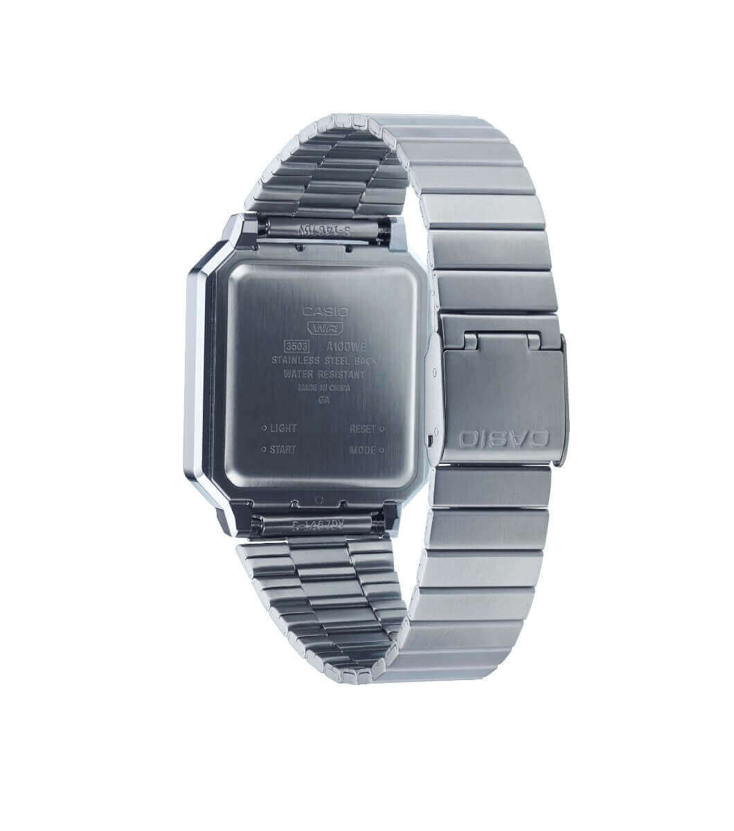 Load image into Gallery viewer, Casio Vintage Silver Stainless Steel Digital Watch A100WE-7BEF
