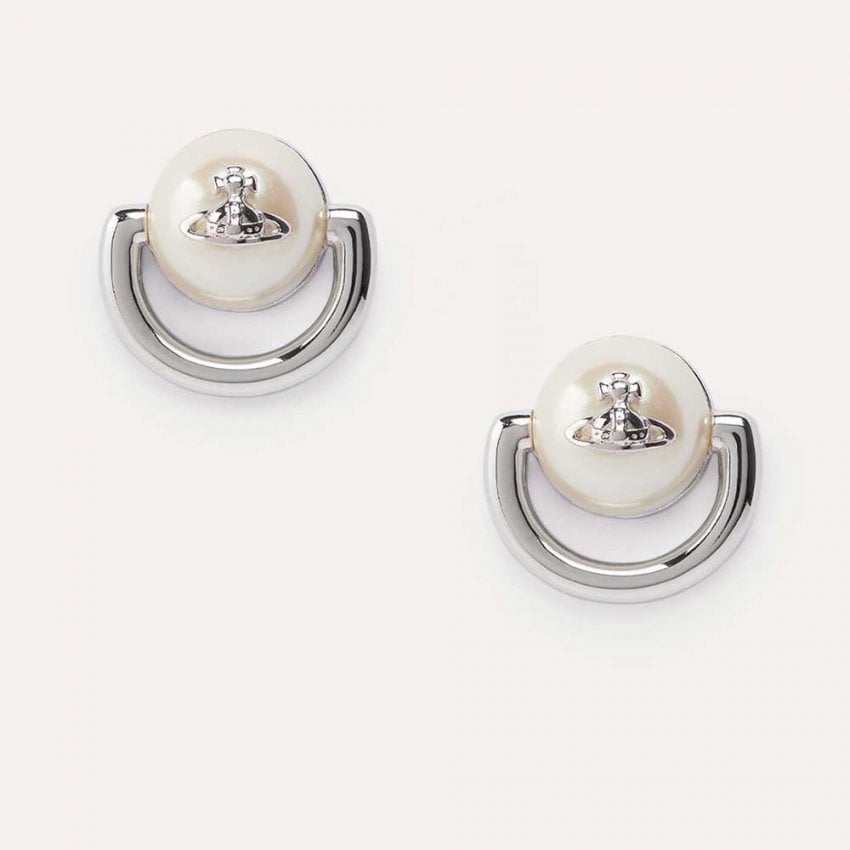 Vivienne Westwood Celia Pearl Stud Earrings Silver