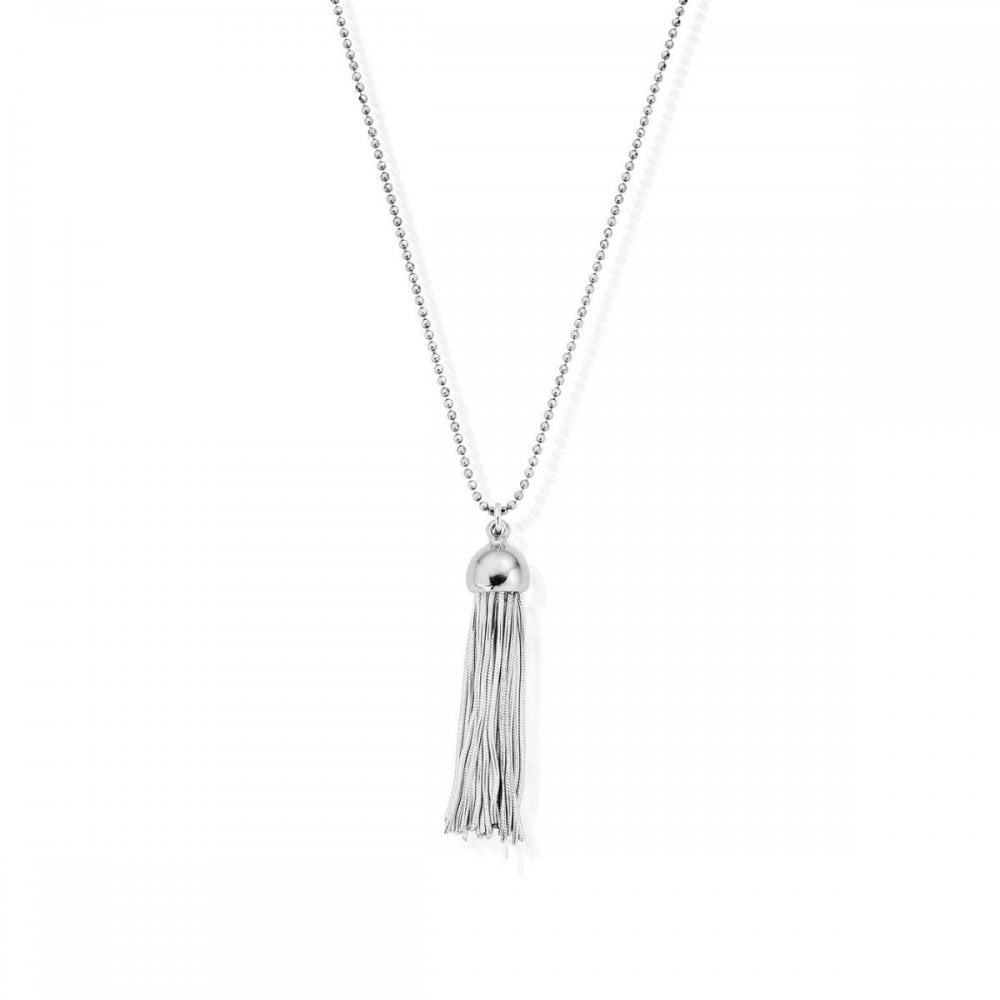 ChloBo Diamond Cut Chain Silver Cap Tassel Pendant