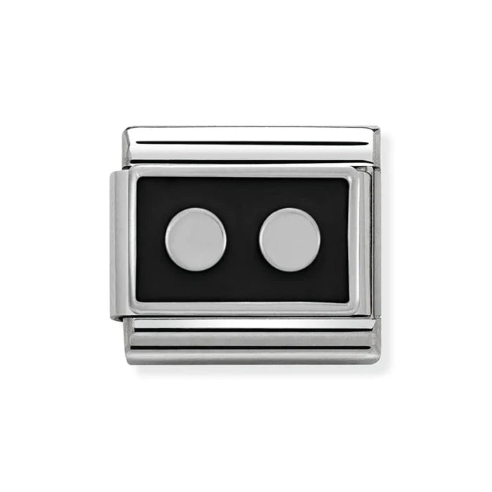 Nomination Classic Stainless Steel Two Dots Black Charm Link