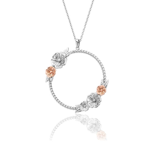 Clogau Blossom Circle Silver and Rose Pendant