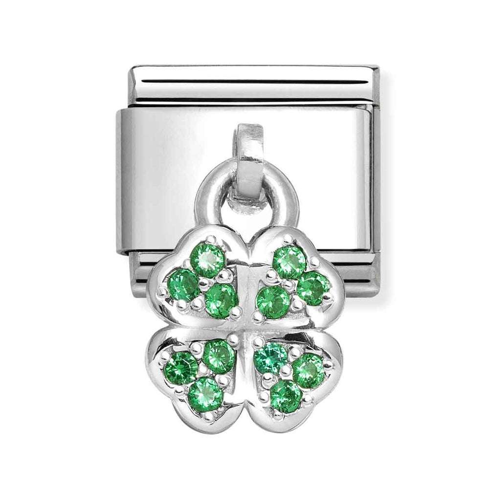 Nomination Green Clover CZ Dangle Charm