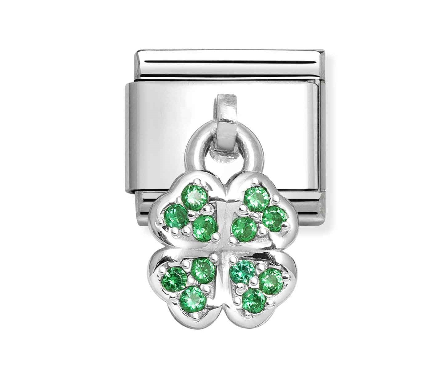 Nomination Green Clover CZ Dangle Charm