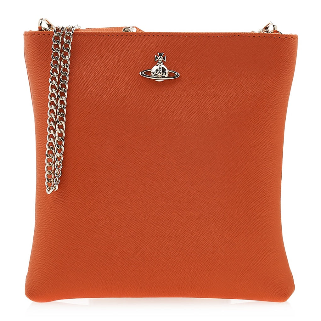 Vivienne Westwood Orange Squire Square Crossbody With Chain