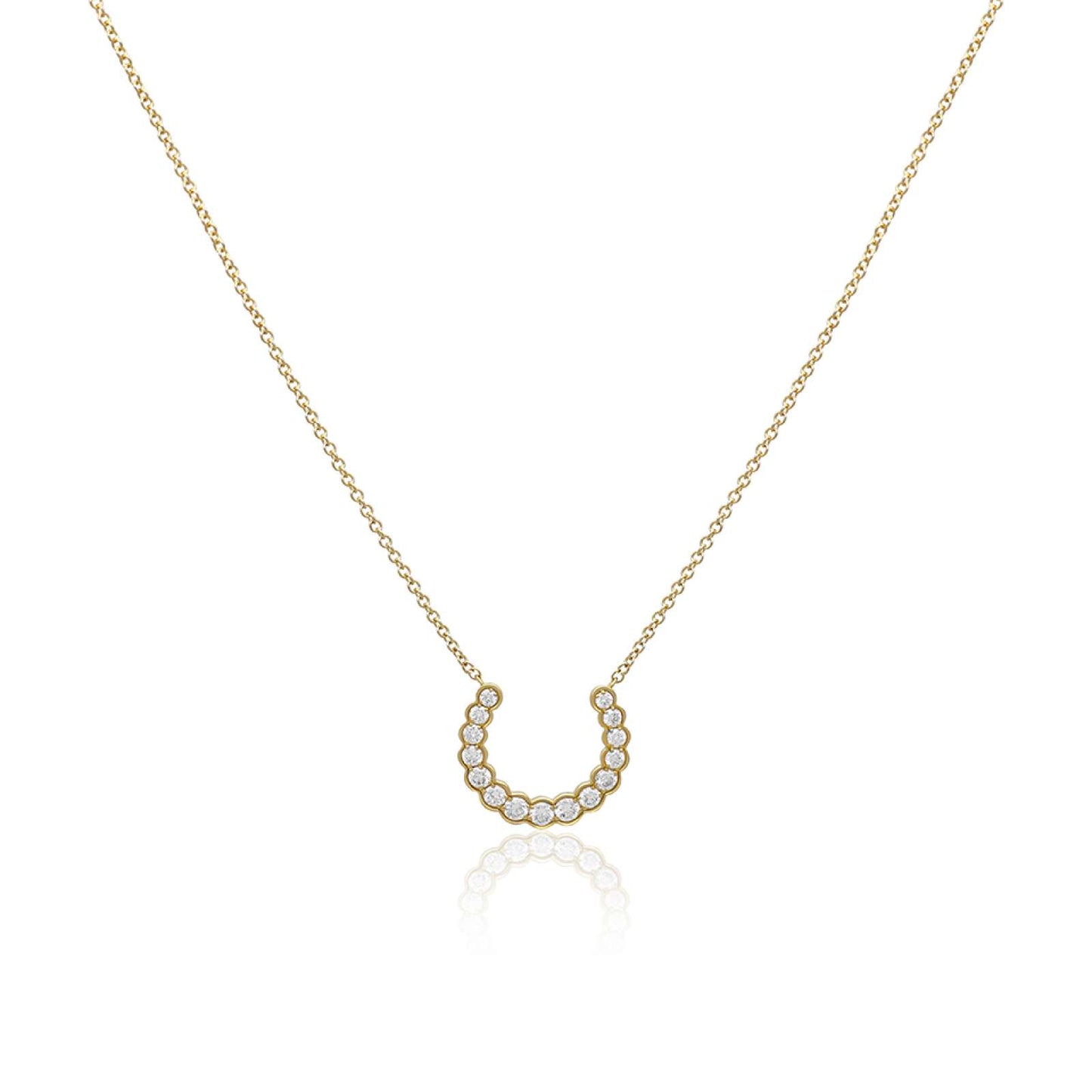 18ct Yellow Gold 0.58ct Diamond Horseshoe Necklace
