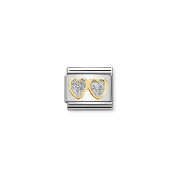 Nomination Classic Link Double Heart with Glitter