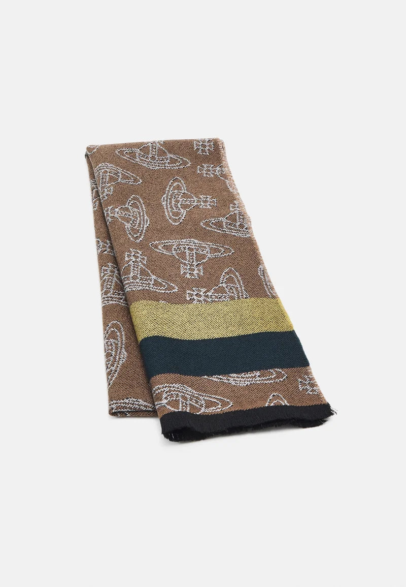 Vivienne Westwood Camel RTW Orb Lining Stripe Scarf