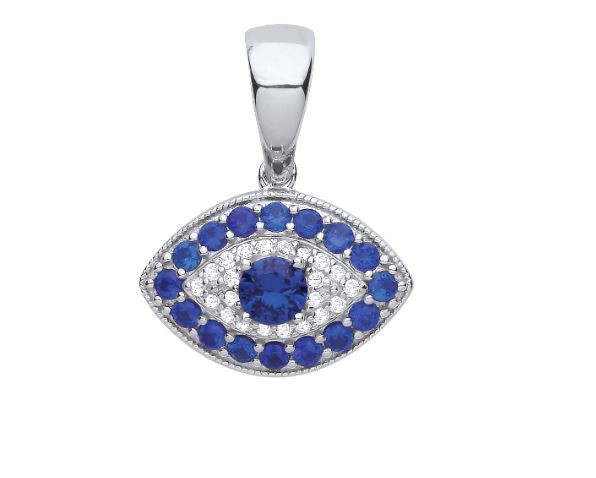 Coe & Co Cz Blue Evil Eye Pendant With Chain