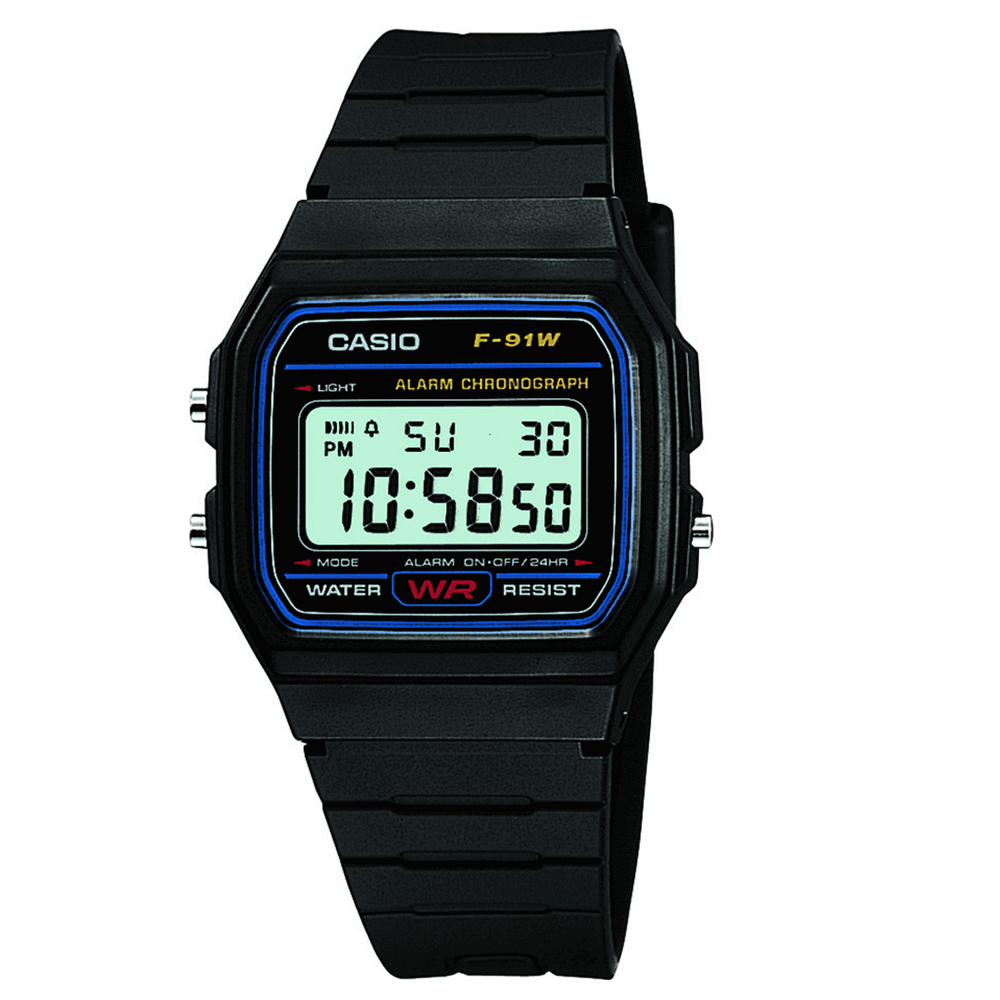 Casio Vintage Retro Black Resin Digital Watch F-91W-1XY