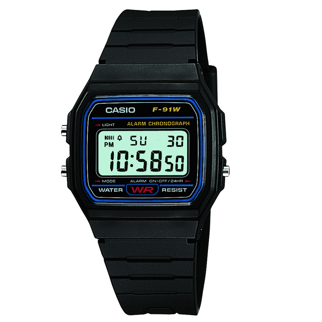 Casio Vintage Retro Black Resin Digital Watch F-91W-1XY