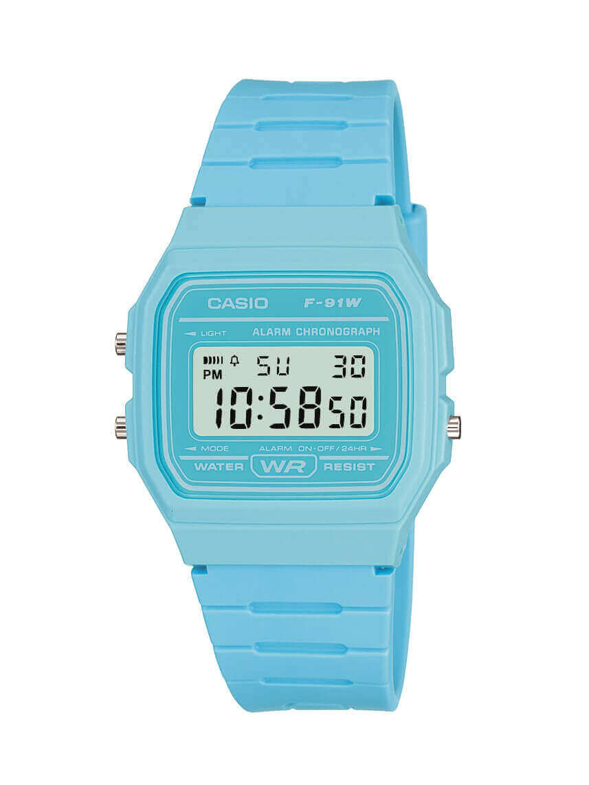 Casio Vintage Retro Blue Resin Digital Watch F-91WC-2AEF