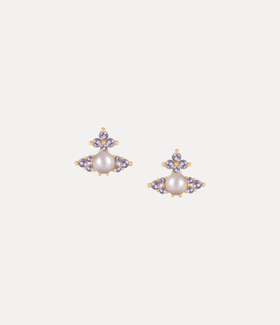 Vivienne Westwood Gold Tone and Light Purple Feodora Earrings