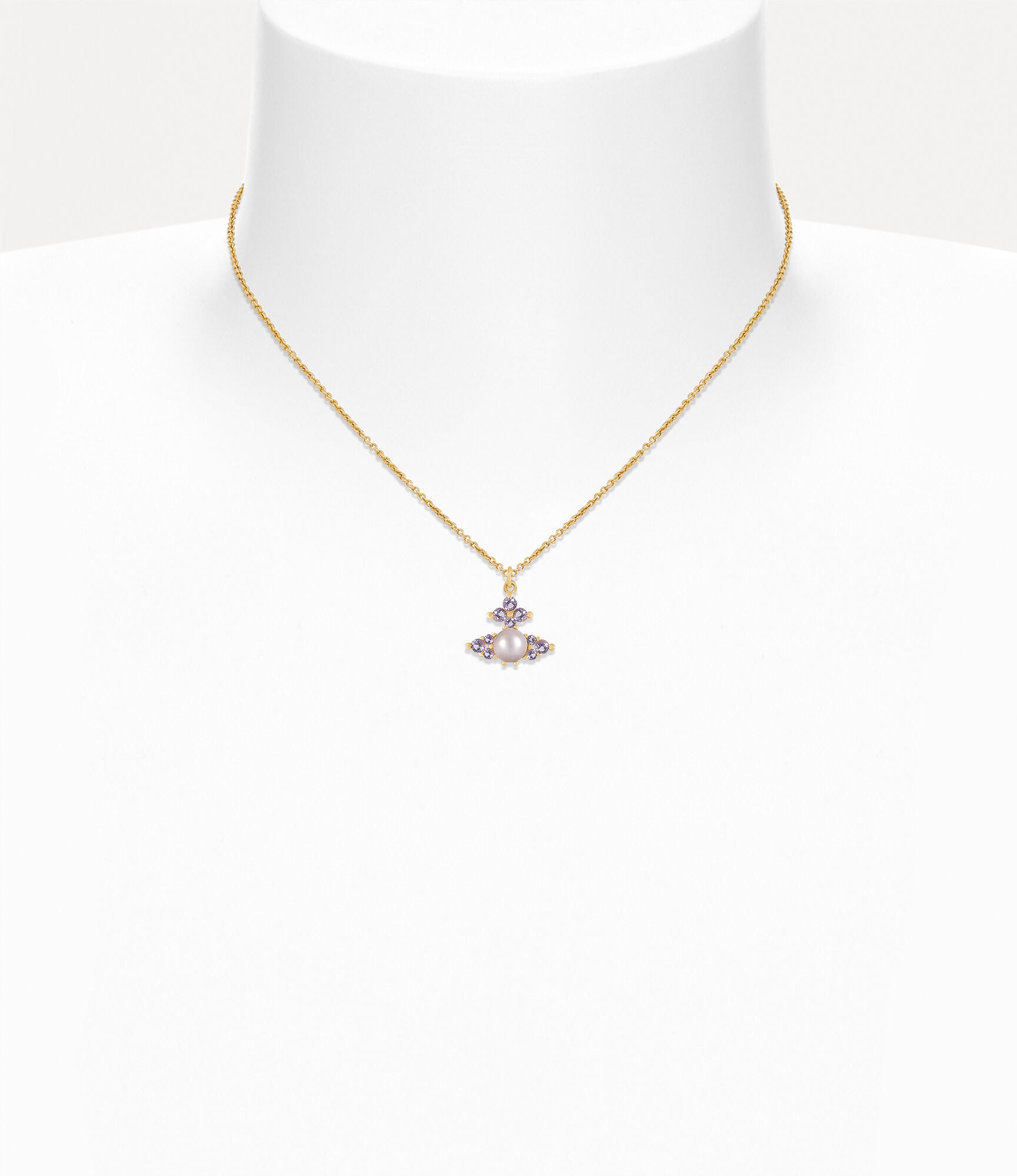 Vivienne Westwood Yellow Gold Tone and Purple Feodora Necklace