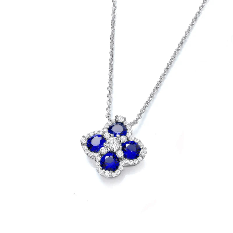 Coe & Co Blue Four Leaf Clover Silver Necklace