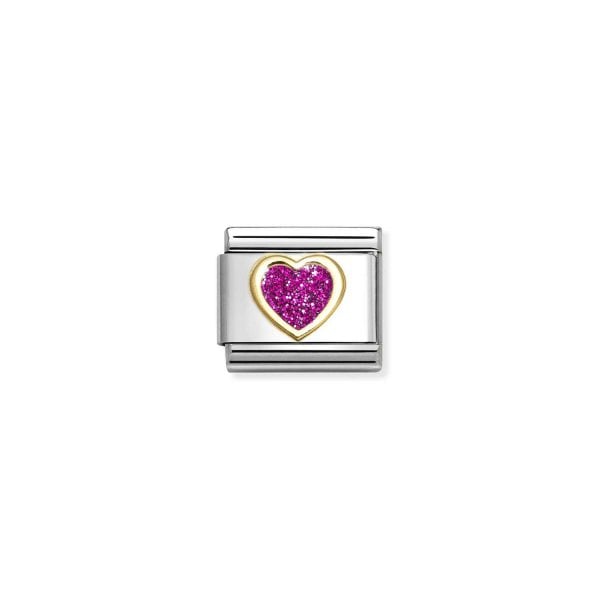 Nomination Classic Link Heart with Fuchsia Glitter