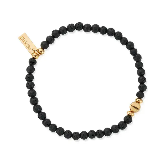 ChloBo Men's Gold Black Lava Bracelet