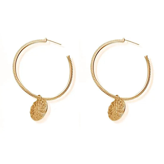 Chlobo Moon Flower Hoop Earrings Gold