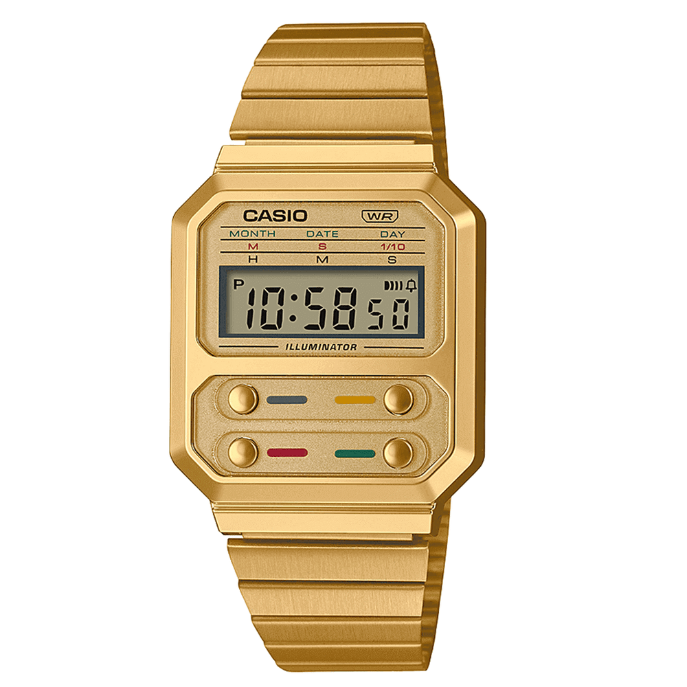 Casio Vintage Gold Stainless Steel Digital Watch A100WEG-9AEF