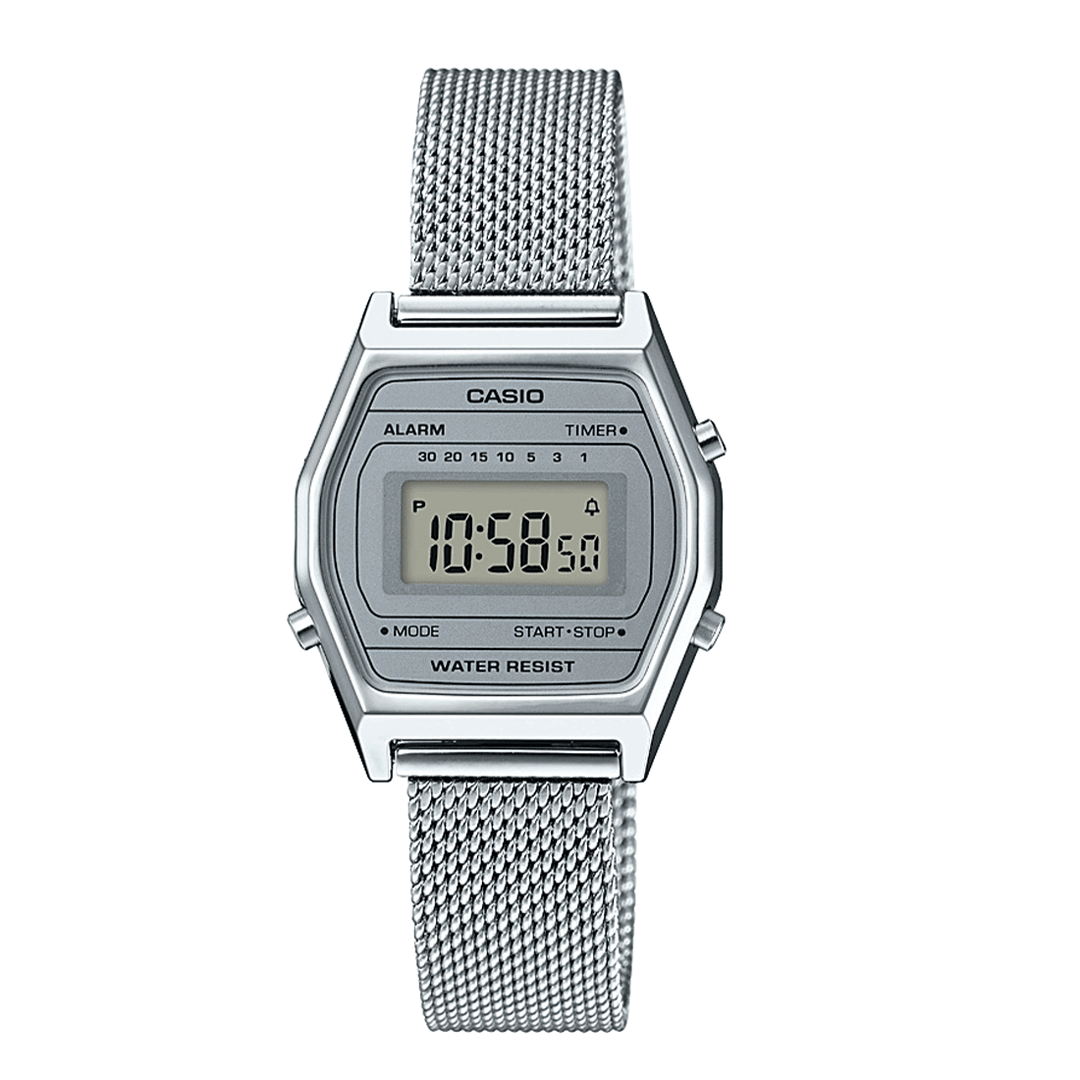 Casio Vintage Stainless Steel Mesh Strap Digital Watch LA690WEM-7EF