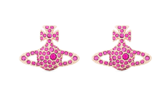 Vivienne Westwood Grace Bas Relief Earrings Rose Gold and Fuchsia