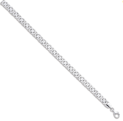 9ct White Gold 7.2mm Flat Byzantine Chain