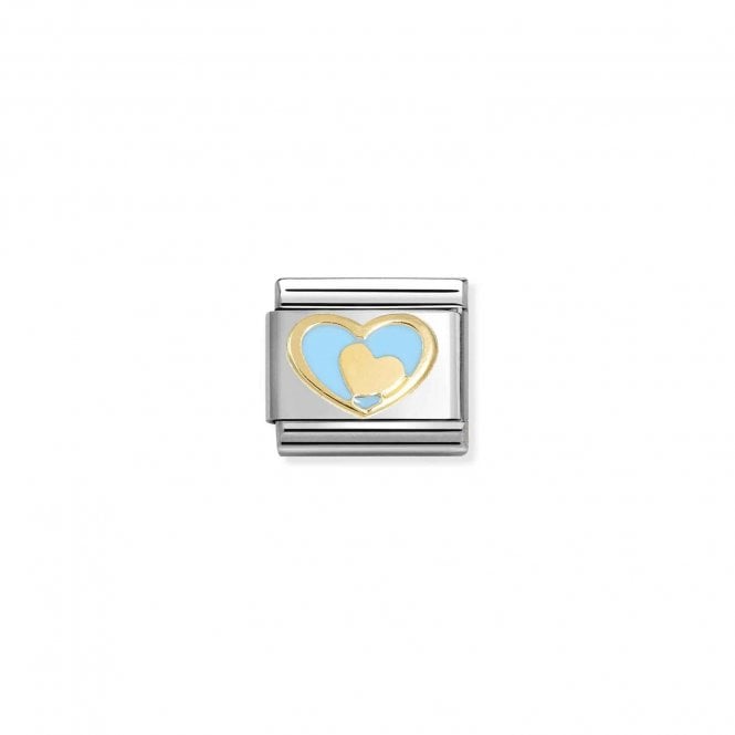 Nomination Classic Link Blue Heart with Gold Heart