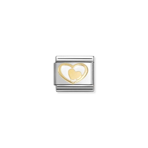Nomination Classic Link White Heart with Gold Heart